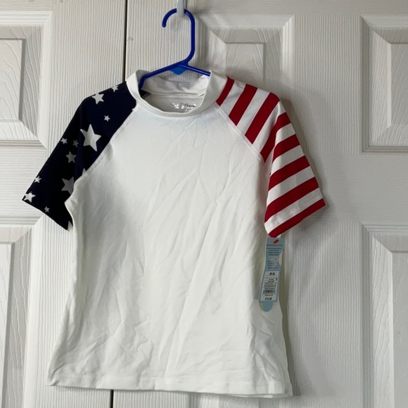 Cat & Jack - Girl’s American Flag Print Rash Guard Swim Size M (8) - Picture 1 of 7